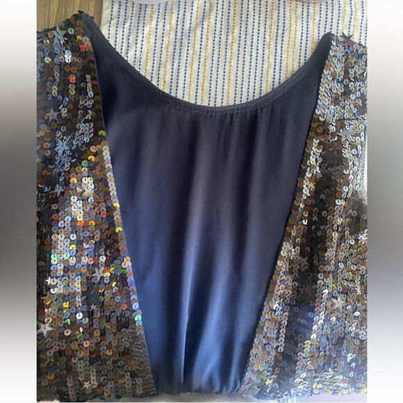 J Crew Collection Romper Sequin Starts Black Neckline  Lined Pockets Sz 6 - Picture 9 of 16